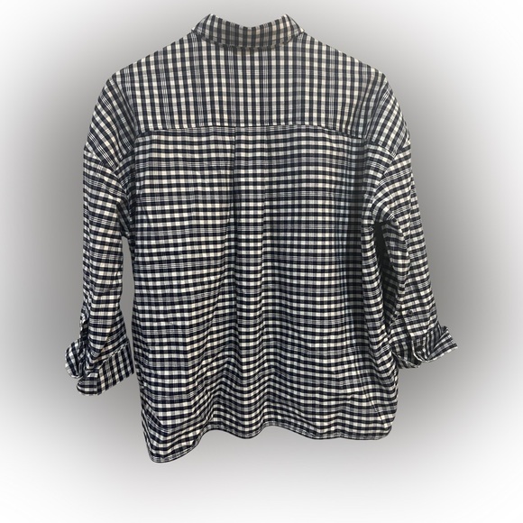 Everlane Women’s Boxy Oxford Button Down Navy White Plaid Medium Picnic Check - Picture 2 of 15